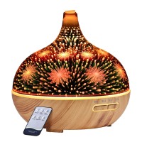Devanti 400ml 3D Glass Aroma Diffuser - Ultrasonic Humidifier, Purifier, 7-Colour LED Night Light, Remote Control