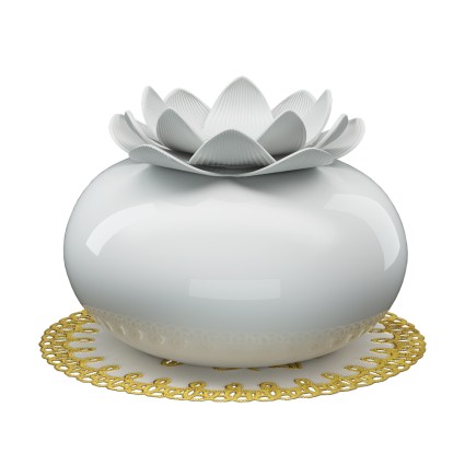 Devanti Ultrasonic Aroma Diffuser, Ceramic, 200ml, White - Lotus Design, Aromatherapy, Humidifier, Purifier