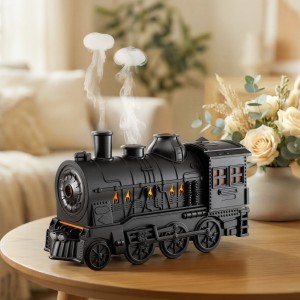 Devanti Train Aroma Diffuser 300ml Vintage Locomotive Ultrasonic Humidifier Smoke-Ring LED Timer 2/8H