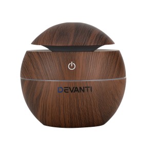 Devanti Ultrasonic Aroma Diffuser, Dark Wood, 130ml, 4-in-1 Aromatherapy, Humidifier, Purifier, LED Night Light