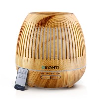Devanti Aroma Diffuser Aromatherapy Humidifier, Wood Grain, 400ml, Light Wood, 4-in-1, LED Night Light, Quiet Operation