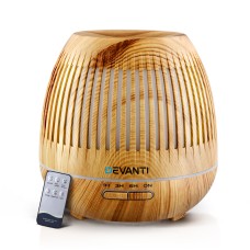 Devanti Aroma Diffuser Aromatherapy Humidifier, Wood Grain, 400ml, Light Wood, 4-in-1, LED Night Light, Quiet Operation