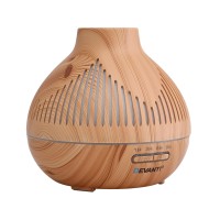 Devanti Ultrasonic Aroma Diffuser 400ml - Wood Grain Design, 7-Colour LED, 3 Mist Modes, Whisper-Quiet, Auto Shut-Off
