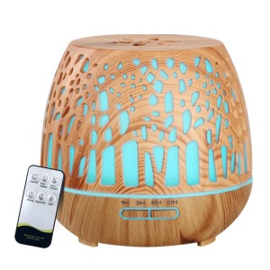 Devanti 400ml Ultrasonic Aroma Diffuser Woodgrain – 4-in-1 Humidifier, Purifier, Night Light with Remote, 7 LED Colours