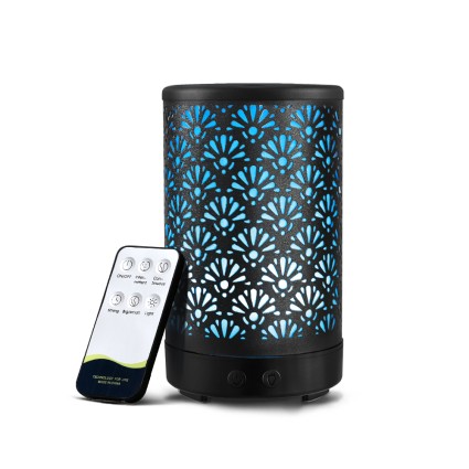 Devanti Ultrasonic Aroma Diffuser, Metal, 100ml, Black - 4-in-1 Aromatherapy, Humidifier, Purifier, Night Light