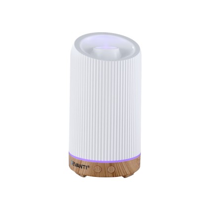 Devanti 200ml Ultrasonic Aroma Diffuser - LED Lights, Whisper-Quiet, Dark Wood Grain, 7-Colour Night Light, 18cm