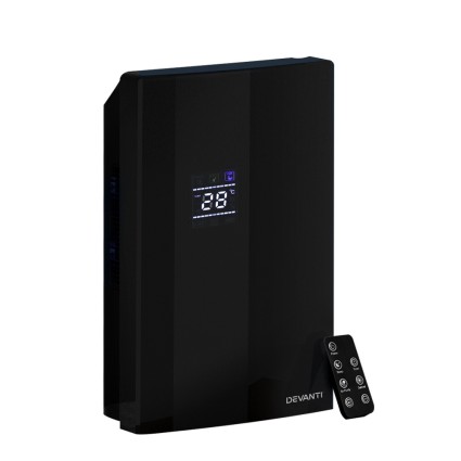 Devanti Dehumidifier and Air Purifier, ABS Plastic, 2L Capacity, Black, 30sqm Coverage, Quiet Operation, 1-Year Warranty