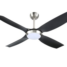 Devanti 52 Inch Black Ceiling Fan with DC Motor, 4 Blades, Remote, LED Light, Reversible Airflow & Timer