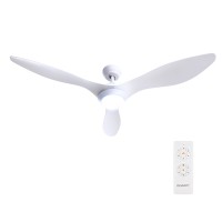 Devanti 52" DC Ceiling Fan with LED Light Remote 6 Speeds Reverse Timer Quiet Energy Efficient White