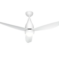 Devanti 52" Ceiling Fan with Quiet DC Motor, LED Light, Remote Control & 5 Speeds for Indoor/Outdoor Use - White
