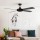 Devanti 52 Inch Ceiling Fan Black with Remote Control, 4 Wooden Blades, AC Motor, 3 Speeds, Reverse Mode, Timer