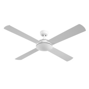 Devanti 52'' Ceiling Fan AC Motor, 4 Wooden Blades, Remote Control, Reverse Mode, Quiet 70W, White, Indoor/Outdoor Use