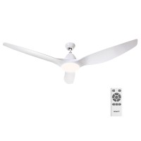 Devanti 64-inch Ceiling Fan DC Motor Built-in 3-Colour LED Light Remote Control 5 Speeds Reverse Timer White