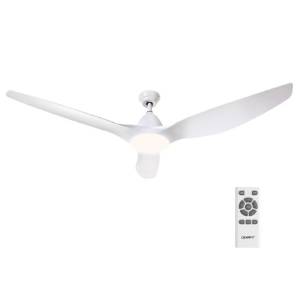 Devanti 64-inch Ceiling Fan DC Motor Built-in 3-Colour LED Light Remote Control 5 Speeds Reverse Timer White