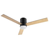 Devanti 52" Ceiling Fan DC Motor 3 Blades Double Sided Wood Black 3 Colour LED Remote Timer Reverse Cycle