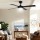Devanti 52" Ceiling Fan with Light & Remote, AC Motor, 3 Speeds, Wooden Blades, LED Lighting, Black, Indoor/Outdoor