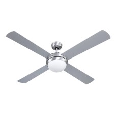 Devanti 52" Silver Ceiling Fan w/AC Motor, LED Light & Remote - 3 Speeds, Reverse Mode, Quiet Operation, 1-Year Warranty