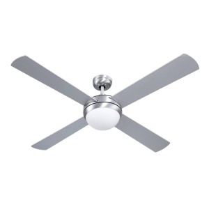 Devanti 52" Silver Ceiling Fan w/AC Motor, LED Light & Remote - 3 Speeds, Reverse Mode, Quiet Operation, 1-Year Warranty