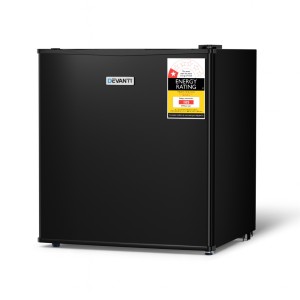 Devanti 31L Compact Upright Freezer, Freestanding Vertical Design, Black, Energy Efficient with Reversible Door