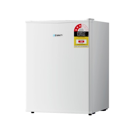 Devanti Portable Mini Bar Fridge, 70L, White - Energy Efficient, Adjustable Temperature, Ideal for Small Spaces