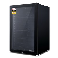 Devanti 115L Black Bar Fridge with Glass Door, LED Light, Adjustable Shelves, Lock & Eco-Friendly Refrigerant