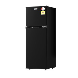 Devanti 122L Two Door Bar Fridge with Freezer, Black - Compact, Freestanding Design, 7-Stage Temp Control, LED Light