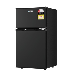 Devanti 80L Bar Fridge Mini Freezer, Black, Twin Temperature Zones, 6-Level Control, Energy Efficient, LED Light