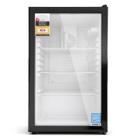 Devanti 105L Bar Fridge - Black Glass Door Mini Fridge with Adjustable Shelves, LED Light, and 6 Temp Settings