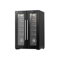 Devanti Dual Zone Wine Fridge Cooler, 24 Bottle Capacity, UV-Resistant, Silent Operation, Digital Control, Black