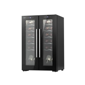 Devanti Dual Zone Wine Fridge Cooler, 24 Bottle Capacity, UV-Resistant, Silent Operation, Digital Control, Black