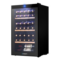 Devanti Wine Fridge Cooler, Black, 34 Bottles, 80L, Compression Cooling, UV-Resistant Glass, Touch Control