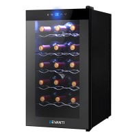 Devanti Wine Fridge Cooler, Thermoelectric, 18 Bottles, Black, 50L, Silent Operation, UV-Resistant Glass Door