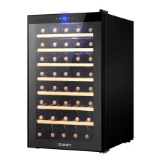 Devanti Wine Fridge Cooler, Wooden Shelves, 51-Bottle Capacity, Black, 56x49.5x83cm, UV-Resistant, Energy-Efficient Devanti Wine Fridge Cooler, Wooden Shelves, 51-Bottle Capacity, Black, 56x49.5x83cm, UV-Resistant, Energy-Efficient