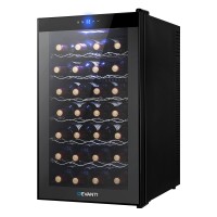 Devanti Wine Fridge Cooler, Thermoelectric, 28-Bottle Capacity, Black, 43x52x74.5cm, UV-Resistant, Silent Operation