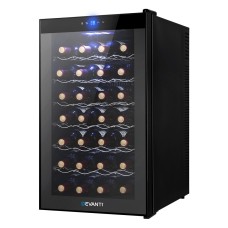Devanti Wine Fridge Cooler, Thermoelectric, 28-Bottle Capacity, Black, 43x52x74.5cm, UV-Resistant, Silent Operation Devanti Wine Fridge Cooler, Thermoelectric, 28-Bottle Capacity, Black, 43x52x74.5cm, UV-Resistant, Silent Operation