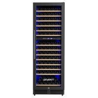 Devanti Dual Zone Wine Fridge Cooler 154 Bottle Capacity, Wooden Shelves, UV Glass Door, Digital Control, Black