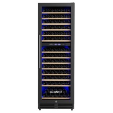 Devanti Dual Zone Wine Fridge Cooler 154 Bottle Capacity, Wooden Shelves, UV Glass Door, Digital Control, Black Devanti Dual Zone Wine Fridge Cooler 154 Bottle Capacity, Wooden Shelves, UV Glass Door, Digital Control, Black