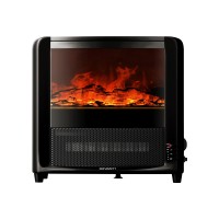 Devanti Electric Fireplace Heater, ABS & Metal, 34.5x20x36cm, Black, 2000W, Freestanding, 3D Flame, Timer,