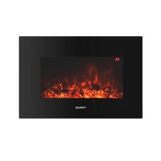 Devanti Electric Fireplace Heater, Metal & Tempered Glass, Black, 66cm x 44cm, 2000W, 3D Flame, Wall Mountable Devanti Electric Fireplace Heater, Metal & Tempered Glass, Black, 66cm x 44cm, 2000W, 3D Flame, Wall Mountable