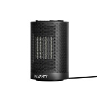Devanti Electric Fan Heater, Ceramic, Compact 13.8x13.8x21.8cm, Black, 1200W, Rapid Heating, Safe & Energy Efficient