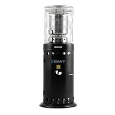 Devanti Outdoor Gas Patio Heater, Stainless Steel, 10kW, Black, Eco-Friendly, Safe, Heats Up to 20m², Ideal for Cafés