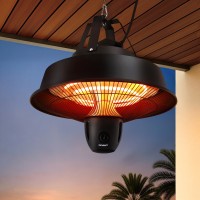 Devanti 2000W Ceiling Mounted Infrared Patio Heater Hanging Remote Adjustable Height IPX4 Carbon Fibre