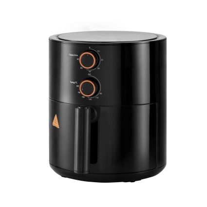 Devanti 4L Air Fryer 1500W Knob Control, 80-200°C Temp, 60-Min Timer, Non-Stick, Oil-Free, Black,