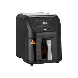 Devanti 5L Air Fryer, 1500W with LCD Touch, 8 Cooking Modes, Auto-Off, Timer, Non-Stick, 360° Airflow,