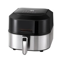 Devanti 5.5L Air Fryer & Grill Combo, 1500W, LCD Touch, Stainless Steel, 10 Presets, Non-Stick, Dishwasher Safe