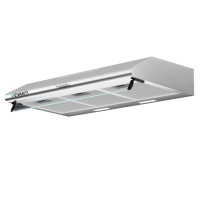 Devanti 90cm Stainless Steel Range Hood with Glass Visor, 3-Speed Fan, LED Lights, and 5-Layer Grease Filter