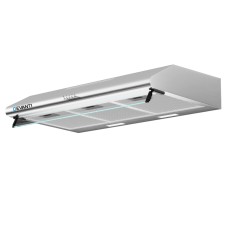 Devanti 90cm Stainless Steel Range Hood with Glass Visor, 3-Speed Fan, LED Lights, and 5-Layer Grease Filter