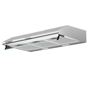 Devanti 90cm Stainless Steel Range Hood with Glass Visor, 3-Speed Fan, LED Lights, and 5-Layer Grease Filter