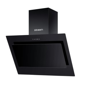 Devanti 900mm Black Tempered Glass Range Hood - Wall-Mounted, Side-Draft Design, 3-Speed Touch Controls, LED Lights
