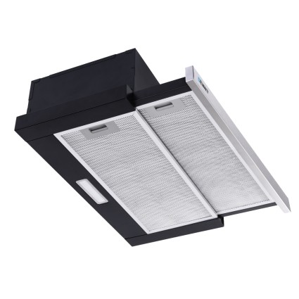 Devanti 600mm Stainless Steel Slide-Out Range Hood – High Performance, 2-Speed Motor, LED Light, 60cm, Black/Silver